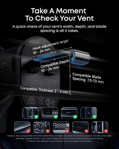 25W Qi2 Wireless Car Charger Mount