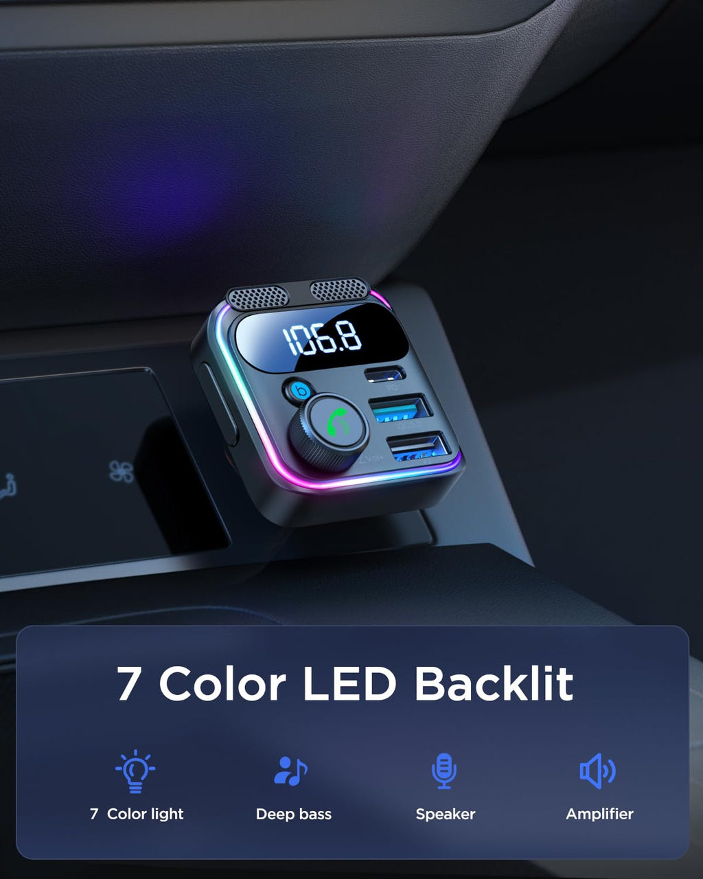 81W Bluetooth FM Car Charger
