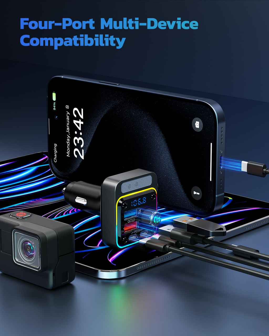54W Bluetooth FM Car Charger