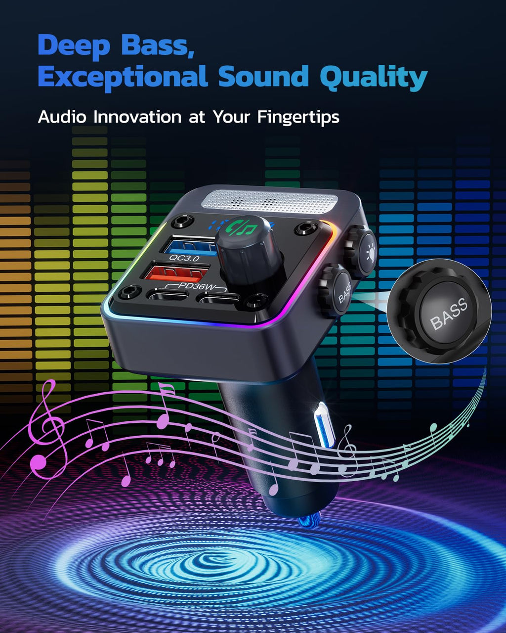 54W Bluetooth FM Car Charger