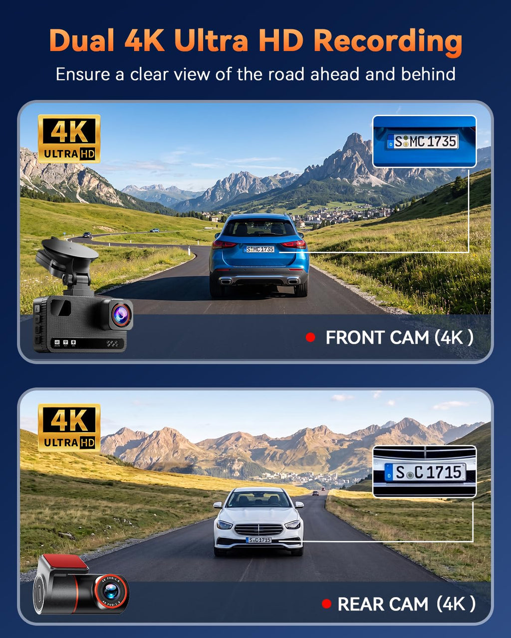 Dual 4K Front & Rear Dash Cam