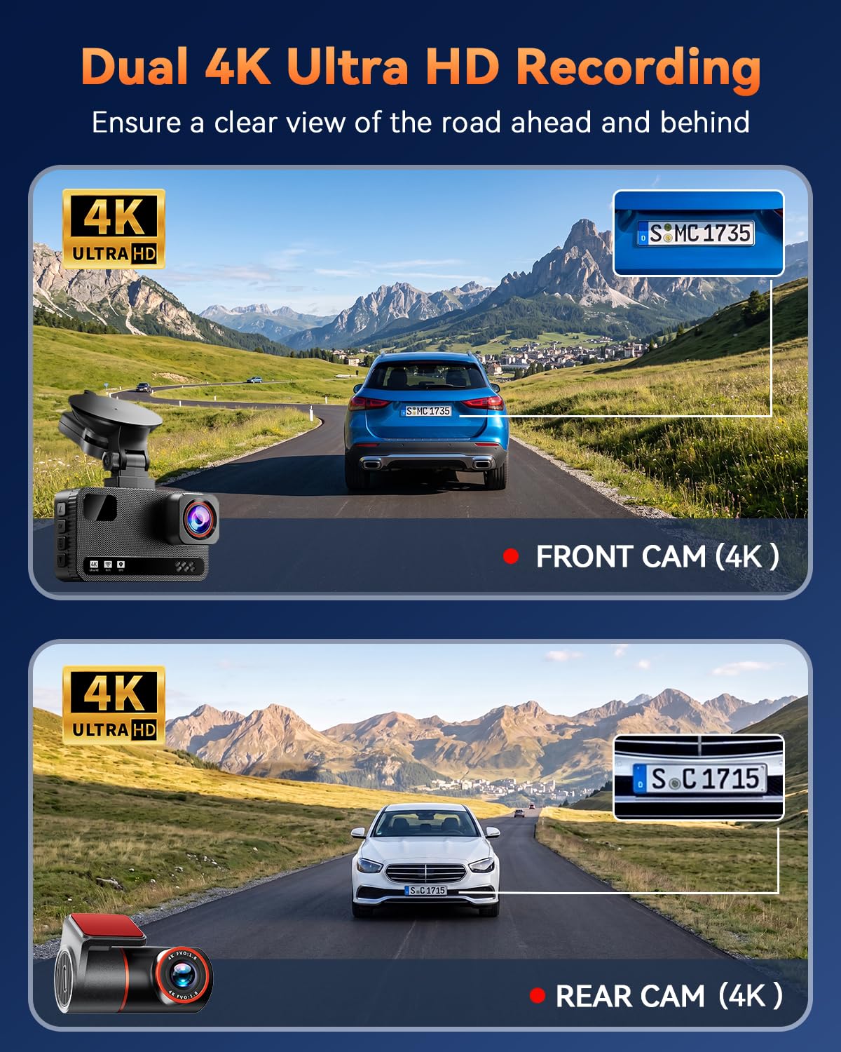 Dual 4K Front & Rear Dash Cam