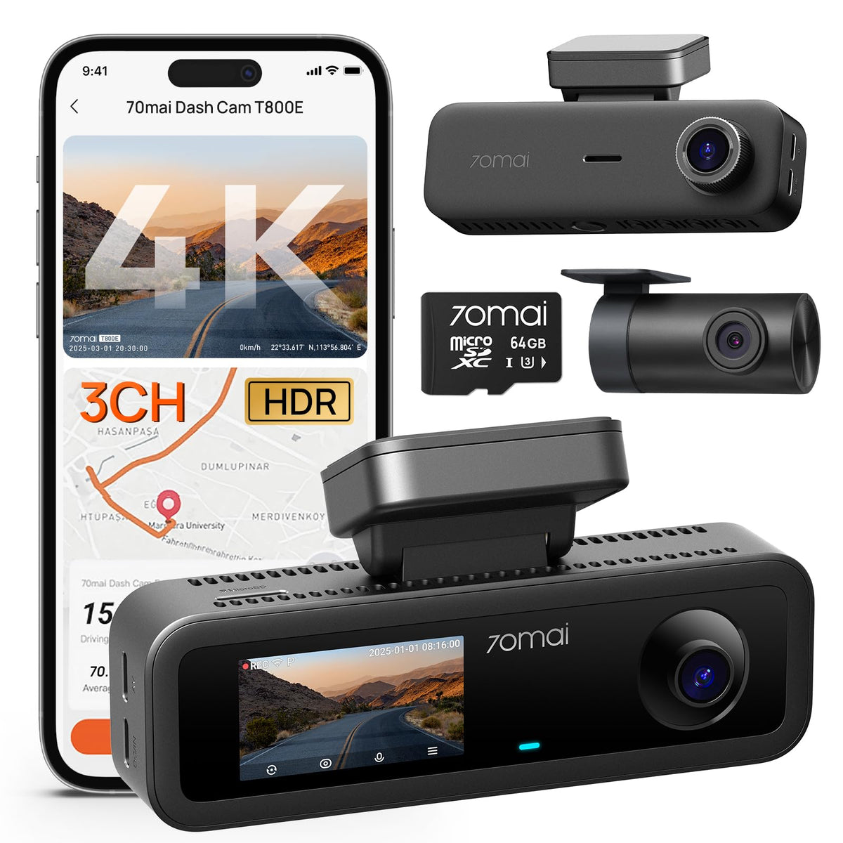 4K Three-Channel Dash Cam