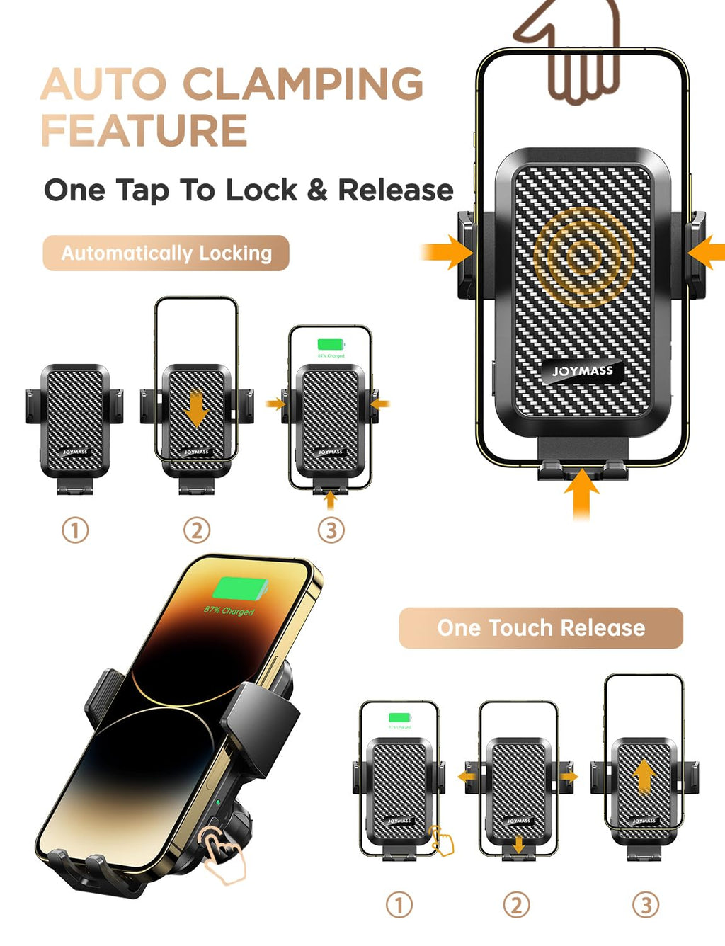 15W Auto-Clamp Wireless Car Charger