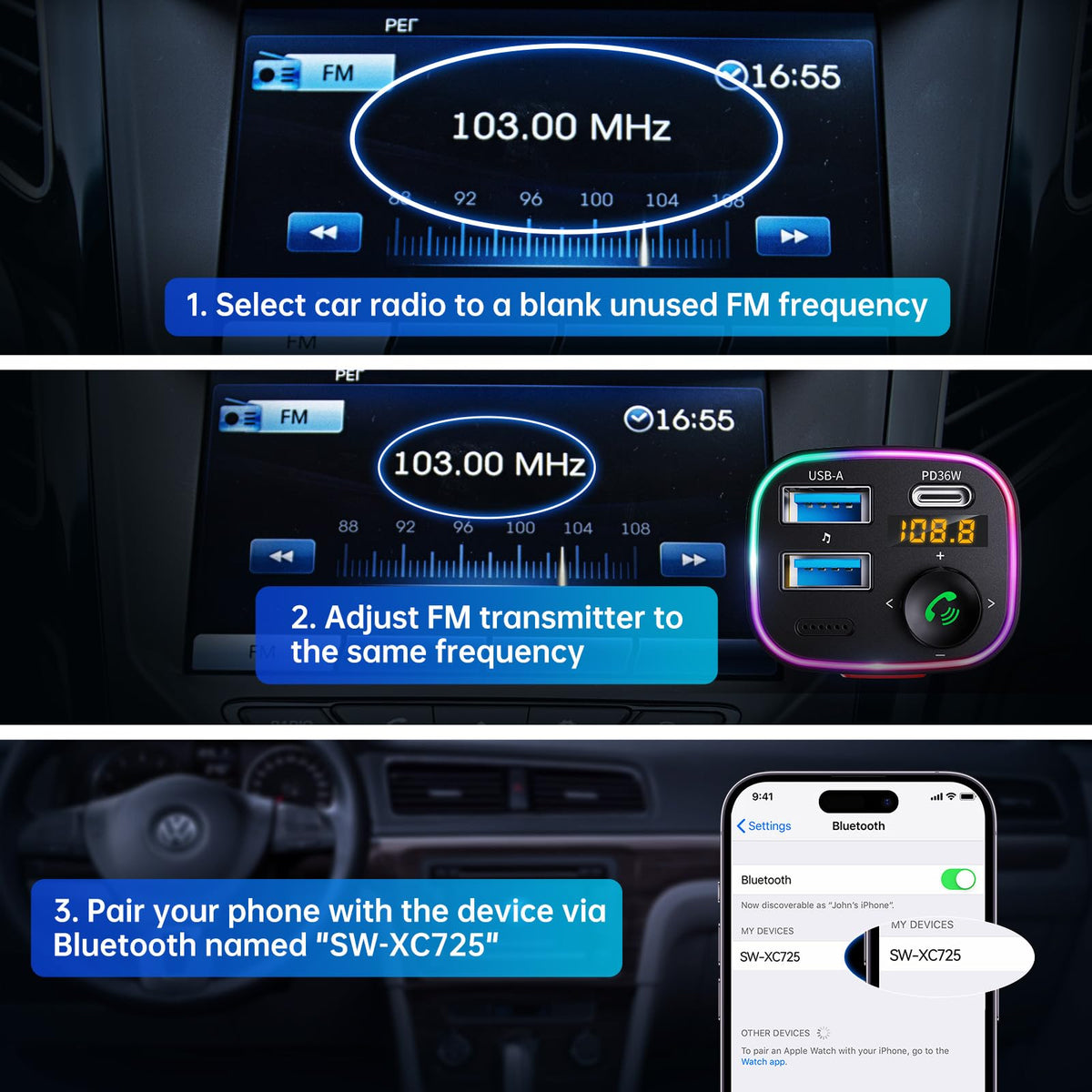 48W Bluetooth FM Transmitter