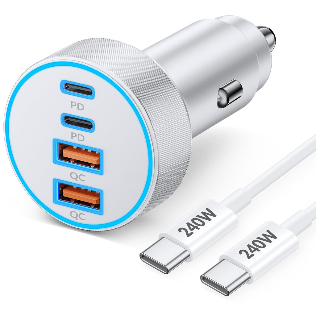 90W 4-Port USB-C Car Charger