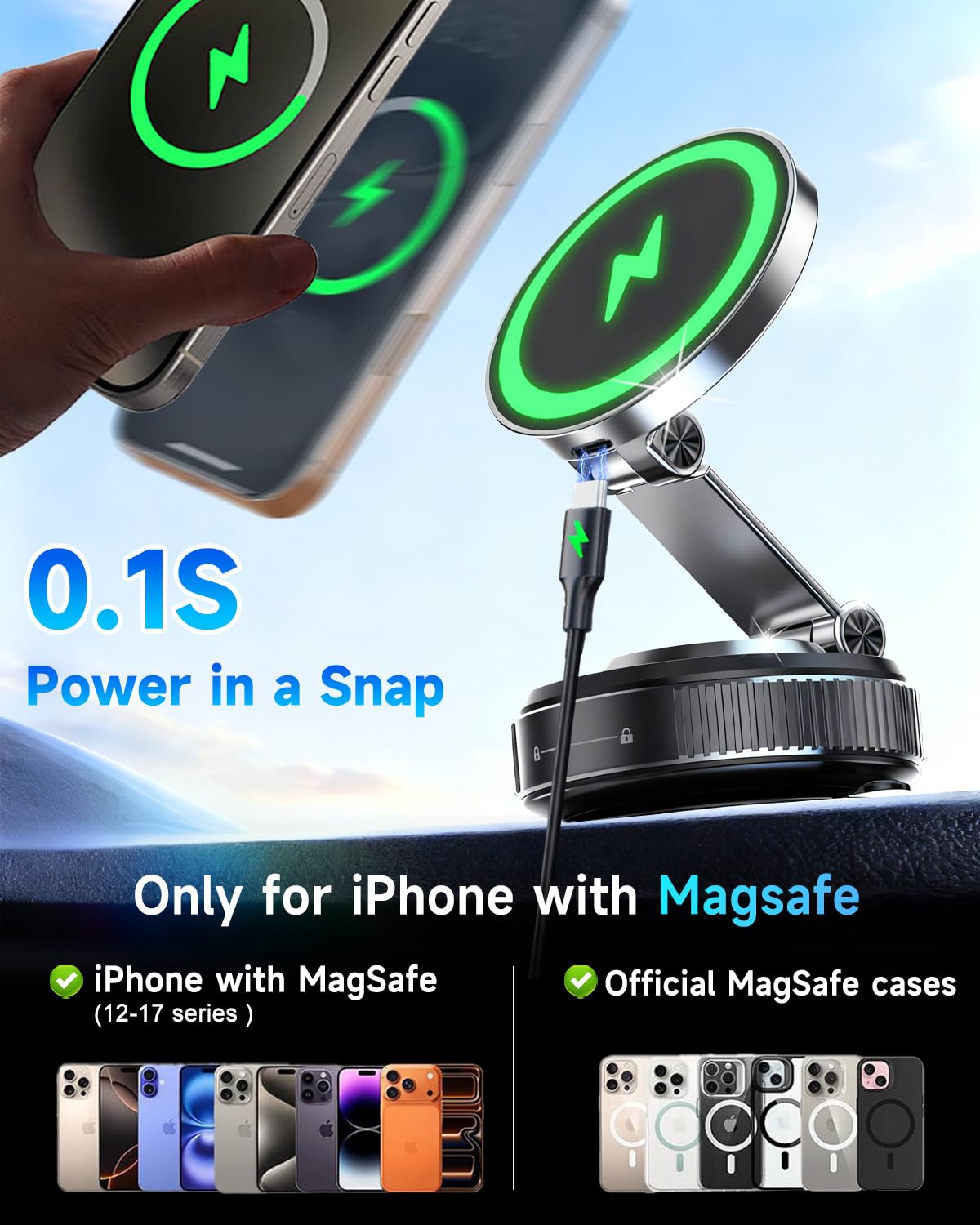 15W Magnetic Wireless Car Charger