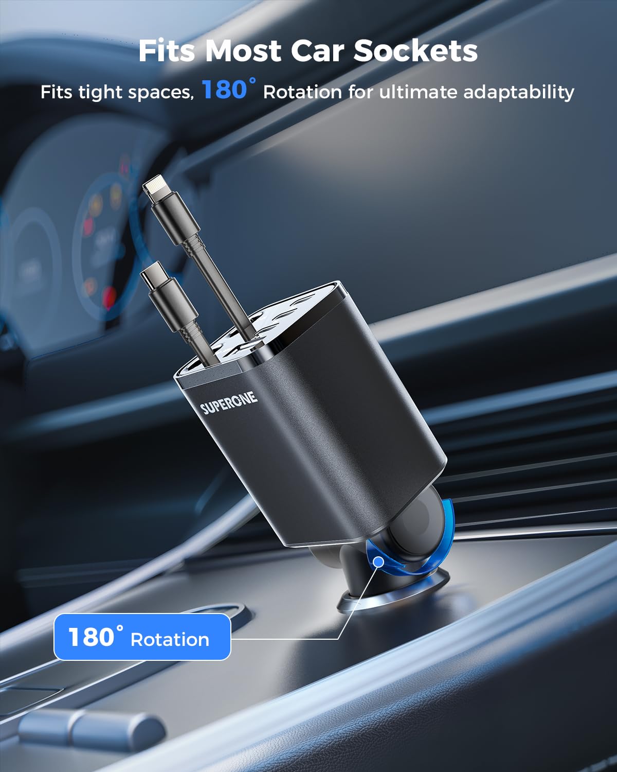 69W Retractable Car Charger