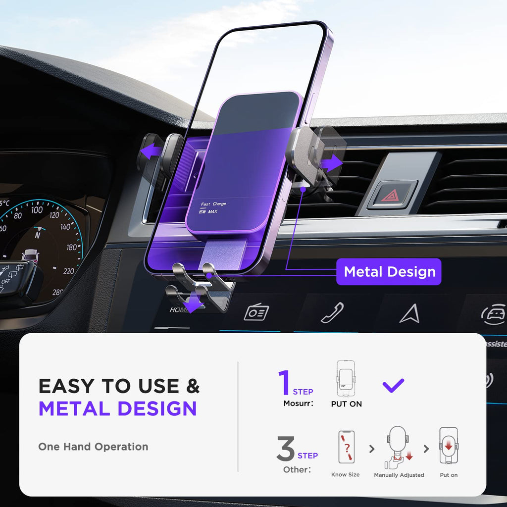 15W LED Wireless Car Charger Mount