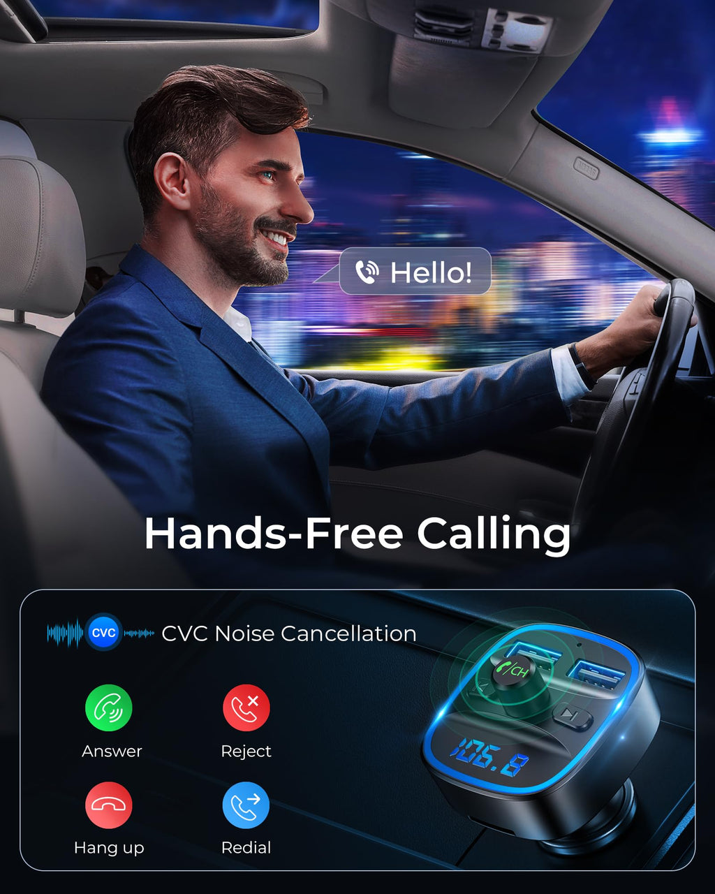 Bluetooth 5.4 FM Car Transmitter
