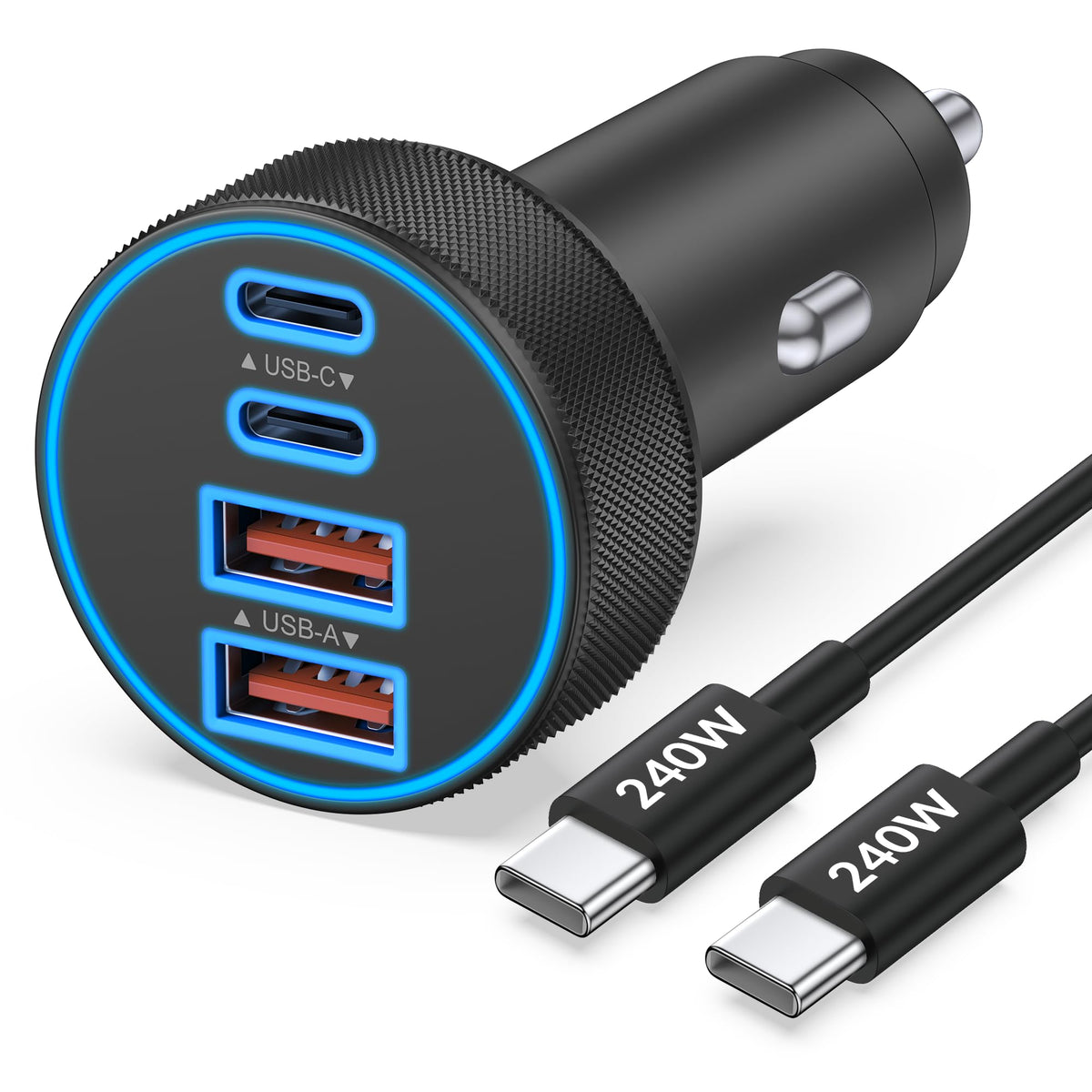 90W 4-Port USB-C Car Charger