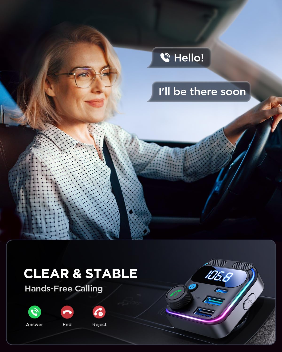 81W Bluetooth FM Car Charger