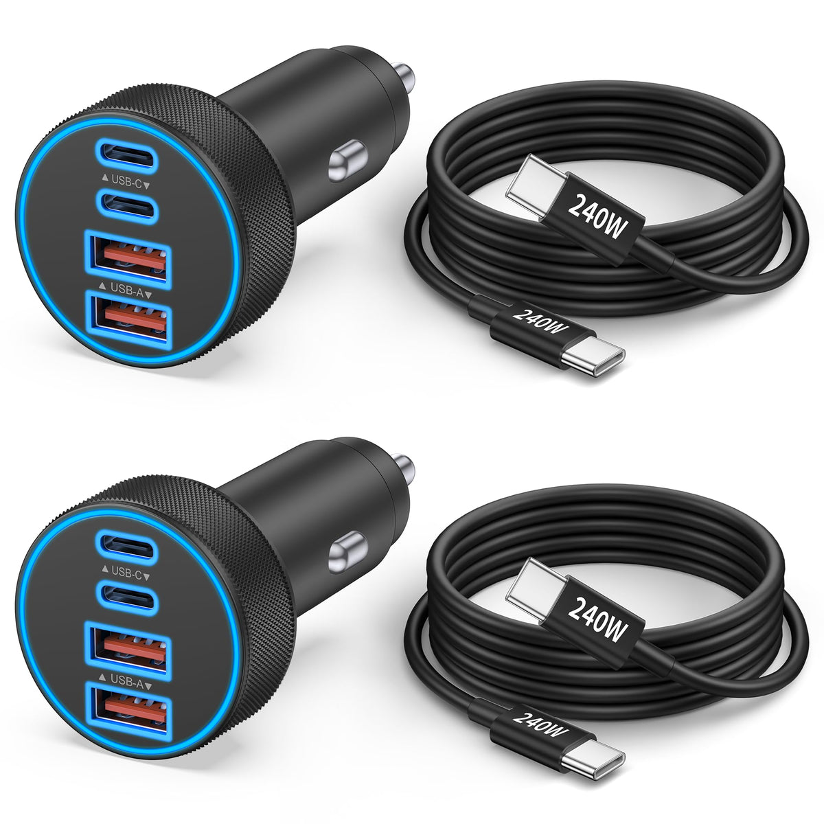 90W 4-Port USB-C Car Charger