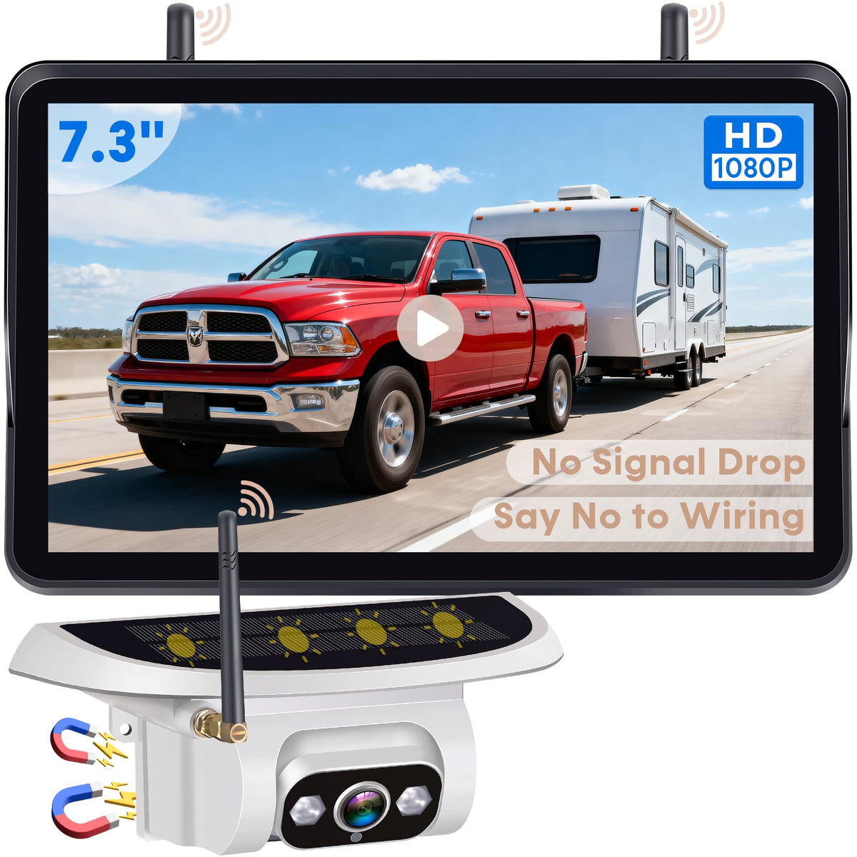 Solar Wireless Backup Camera Kit