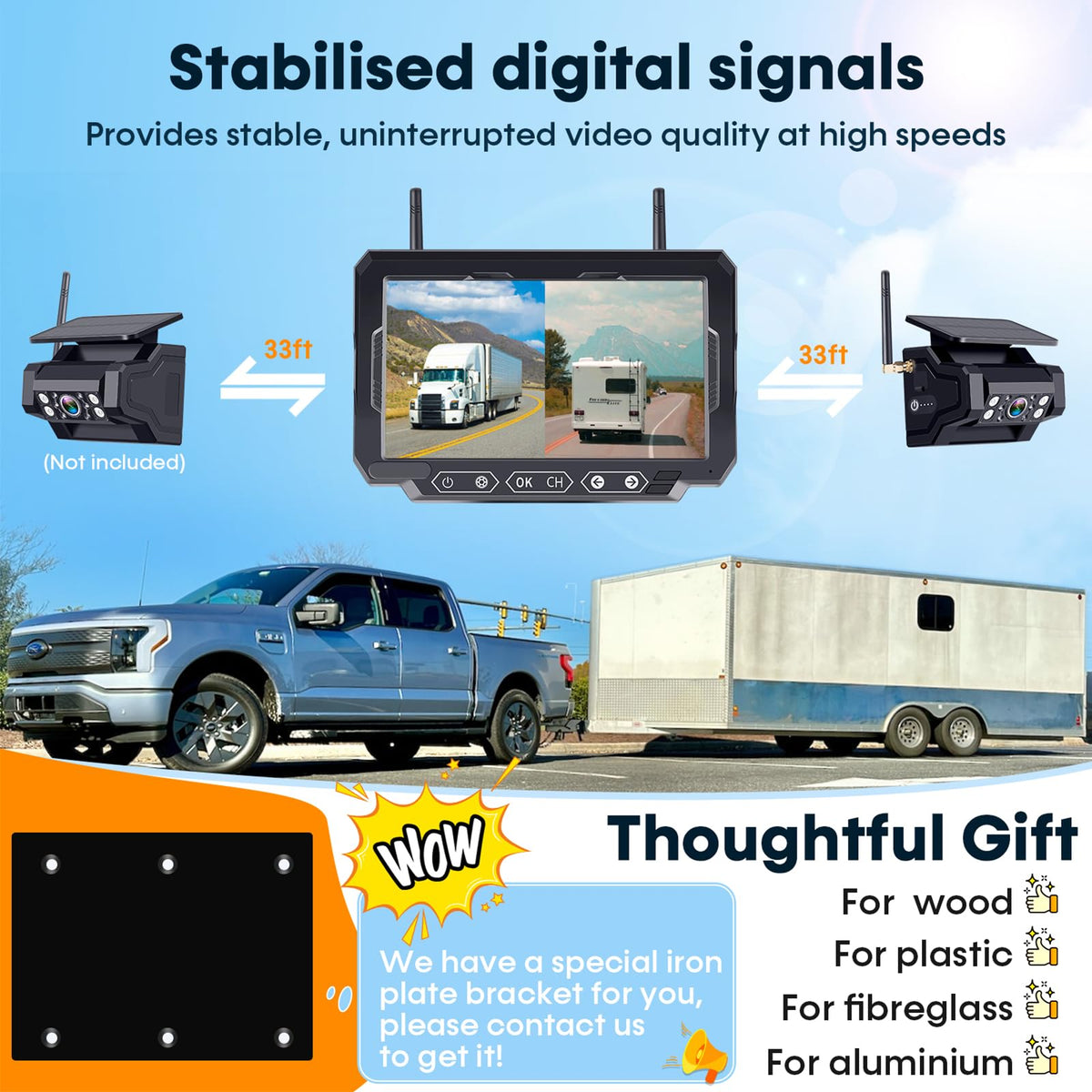 Solar Wireless Backup Camera Kit