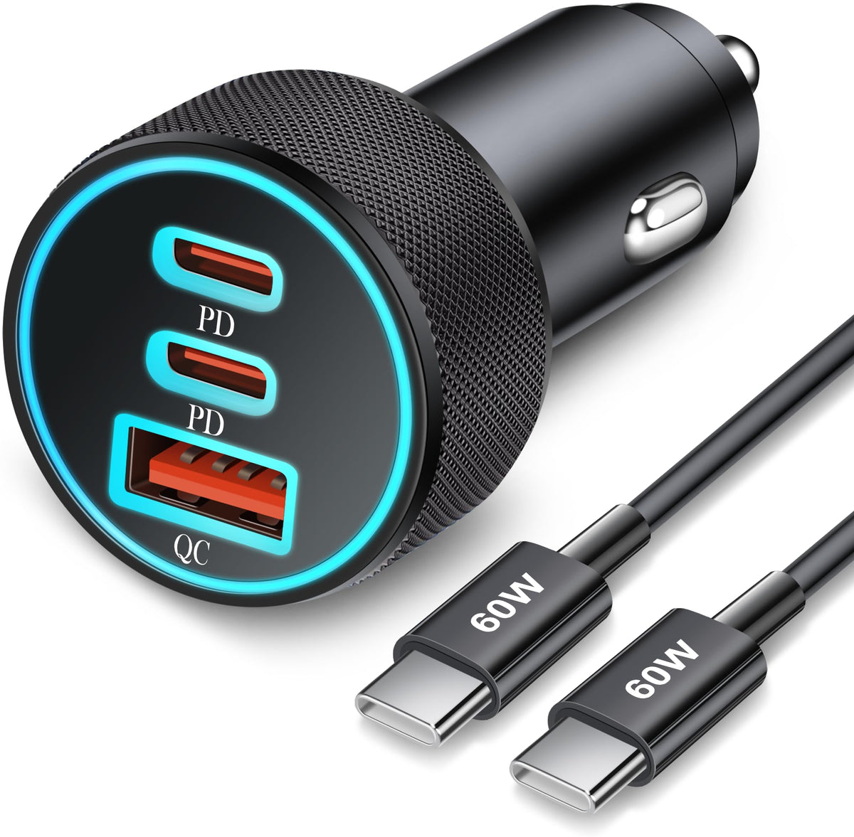 67W 3-Port USB-C Car Charger
