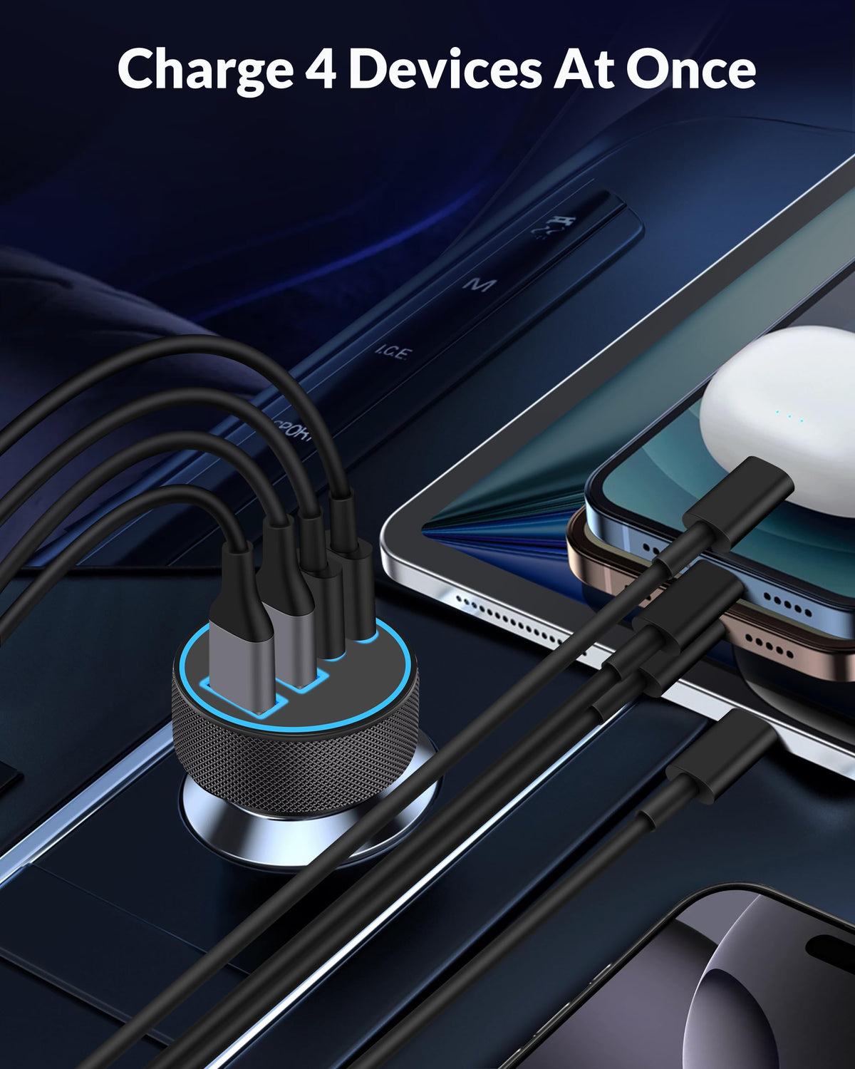 90W 4-Port Car Charger