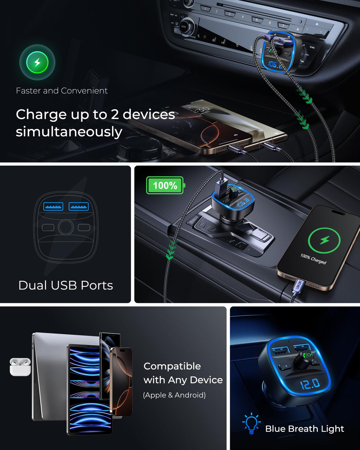 Bluetooth 5.4 FM Car Transmitter