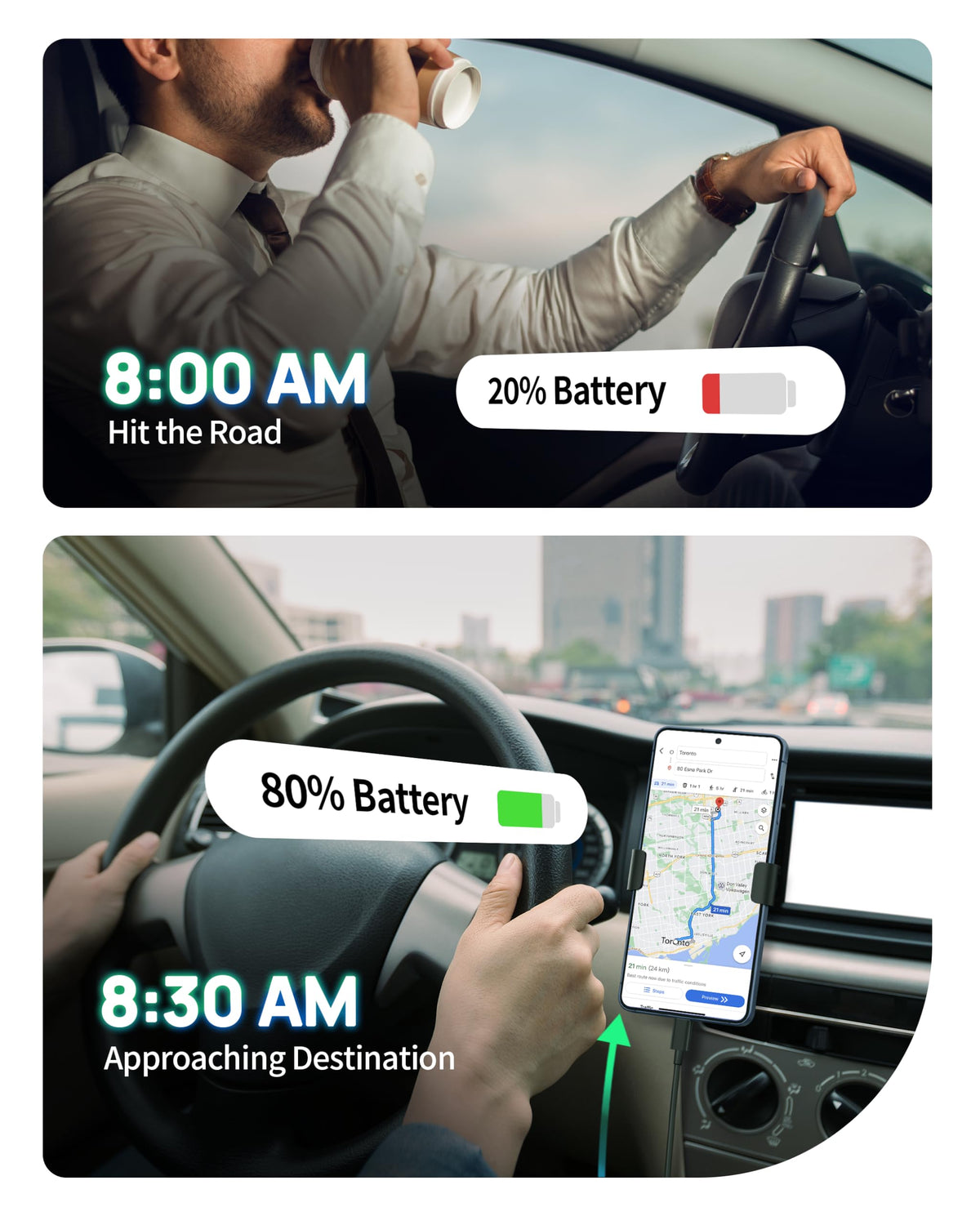 67W 3-Port USB-C Car Charger