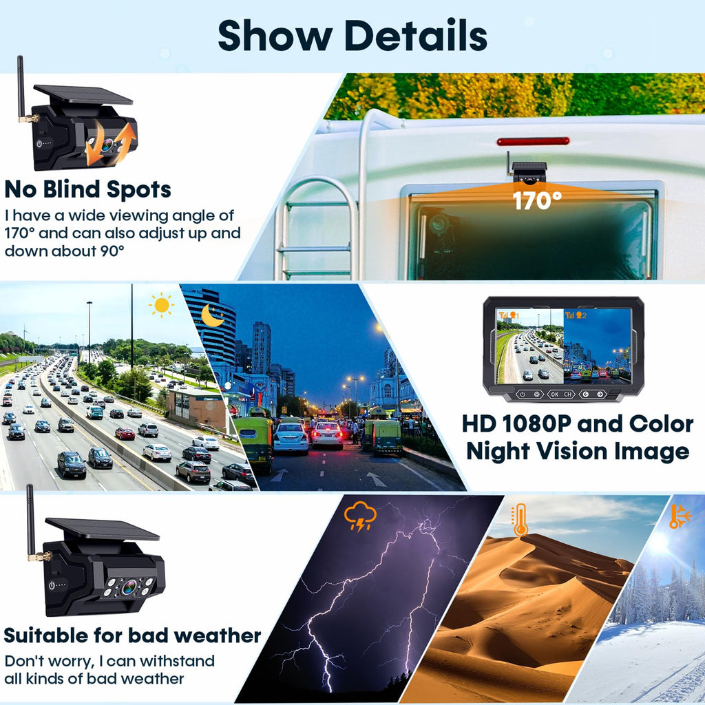 Solar Wireless Backup Camera Kit